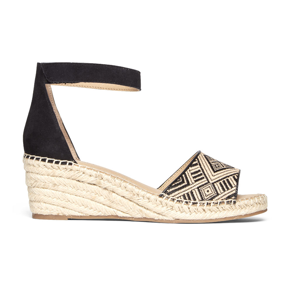 Rockport Womens Sandals Beige/Black - Marah Woven Ankle Strap - UK 638-LSGFVQ